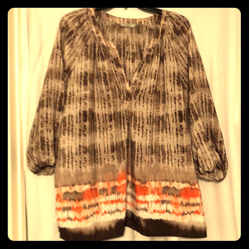 Watercolor pattern brown and orange tunic